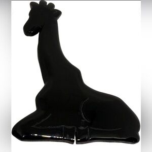 Vintage Massive Black Giraffe pin brooch high end black agate Saks Fifth runway.